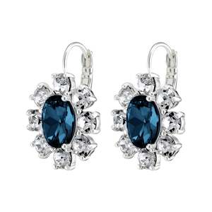Valentina Shiny Silver Earrings - Blue
