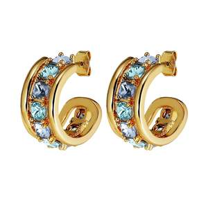 Aqua Verte: Helen Gold Earrings - Aqua