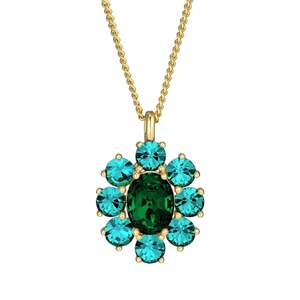 Claudia Gold Necklace - Green Crystals