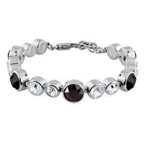 Black Magic 1: Calice Shiny Silver Tennis Bracelet - Black / Crystal