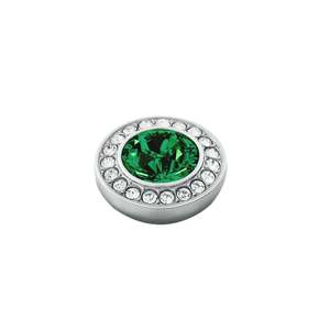 Grace Shiny Silver Interchangeable Ring Topper - Emerald Green / Crystal