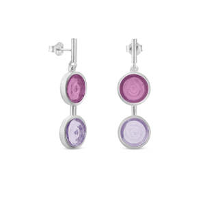 Gaudi Silver Earrings Double Drop Mauve