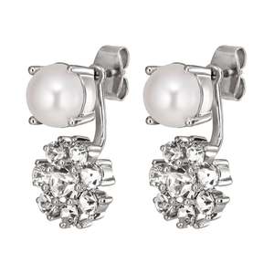 Dyrberg Kern Aw24: Floss Shiny Silver Earrings - Crystal / White Pearl