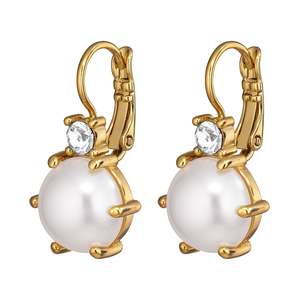Pearls: Begonia Gold Earrings - White Pearl
