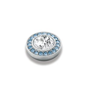 Grace Shiny Silver Interchangeable Ring Topper - Light Blue