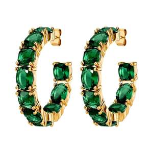 All Earrings: Gretia Gold Earrings - Emerald Green