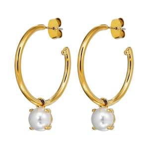 All Earrings: Diega Gold Earrings - White Pearl