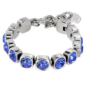 Bracelets: Conian Shiny Silver Tennis Bracelet - Sapphire / Crystal