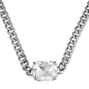 Necklaces: Tagona Shiny Silver Necklace - Crystal