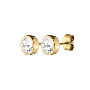 Nobles Gold Stud Earrings - Crystal