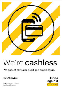 Products: We're cashless Dzine Signs