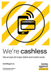 Products: We're cashless Dzine Signs