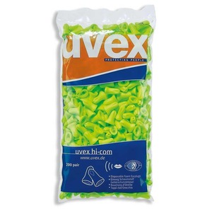 Uvex: Uvex Hi-Com Disposable Uncorded Earplug Dispenser Refill Bag (200 Pairs | SLC80 16dB, Class 2)