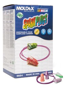 Moldex: Box - Moldex Sparkplugs® Multicoloured Foam Corded Ear Plugs (100 Pairs | SLC80 29dB, Class 5)