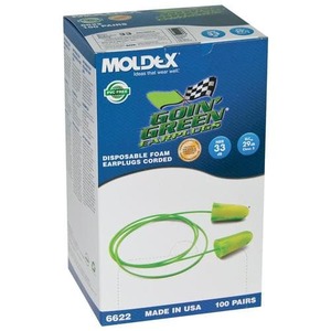 Moldex: Box - Moldex® Goin' Green® PVC Free Uncorded Earplugs (200 Pairs | SLC80 29dB, Class 5)