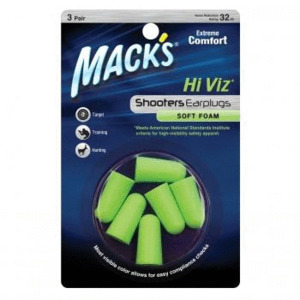 Macks Shooters Hi Viz Soft Foam Ear Plugs (NRR 32 | 3 Pairs)