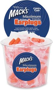 Macks Maximum Protection Foam Earplugs (NRR 33 | Tub of 100 pairs)