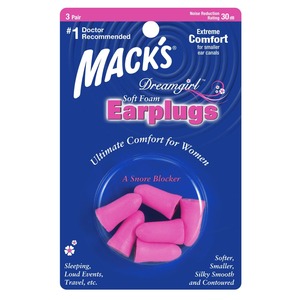 Consumer Packaged Foam Ear Plugs: Macks Dreamgirl Soft Foam Ear Plugs (NRR 30 | 3 Pairs)