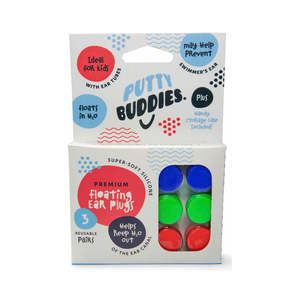 Ear Plugs For Children: Putty Buddies™ Floating Swimming Ear Plugs for Kids (3 Pair Pack)