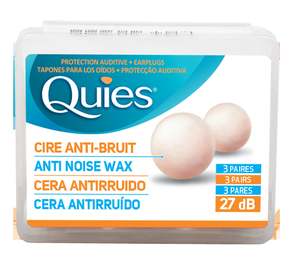 Quies Boules Moldable Wax and Cotton Ear Plugs (Pack of 3 Pairs)