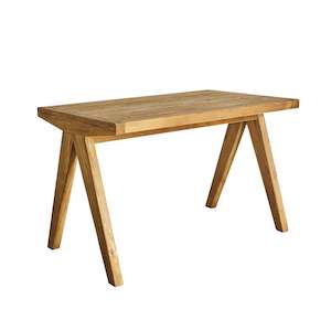 Desks: Kalise Reclaimed Timber Desk with Scissor Leg