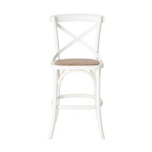 Dining Bar Stools: Provincial Cross Back Dining Stool Crisp White