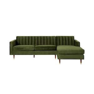 Stitch 3 Seater Velvet Chaise RHF Juniper Olive