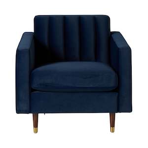 Stitch Velvet Armchair Indigo