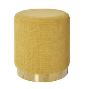 Ottomans: Edie Round Ottoman Solace Mustard