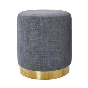 Ottomans: Edie Round Ottoman Solace Aegean Blue