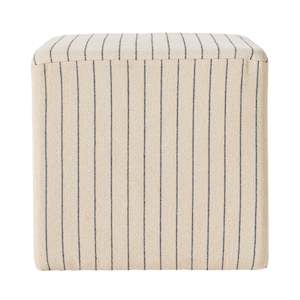 Ottomans: Torino Square Ottoman Alexandra Linen Stripe