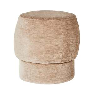Ottomans: Tumbler Round Ottoman Cascade Mink