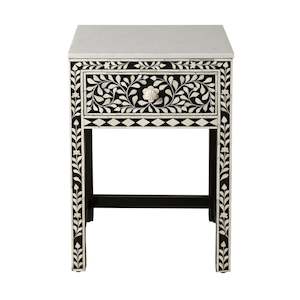 Bone Inlay Bedside Black