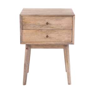 Hopper Mid-Century 2 Drawer Side Table Natural Brown