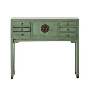 Console Tables: Sansha 2 Door & 6 Drawer Console Table Sage Green