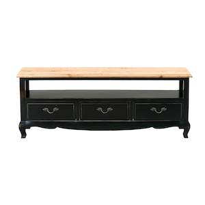 Tv Units: Provincial Oak 3 Drawer TV Unit Distressed Black