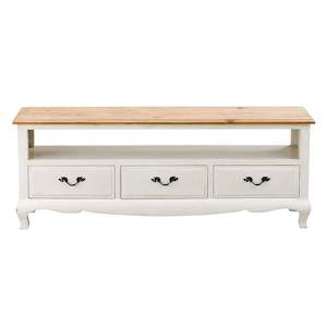 Provincial Oak 3 Drawer TV Unit Distressed White