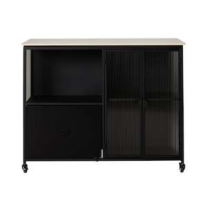 Nero Kitchen Island Bench with Drawer Black 120cm