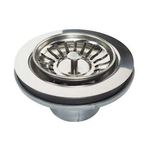 Kitchen Tapware Wastes: Kitchen Basket Waste & Plug 90mm suits Single & Double Butler, Apron, Farmhouse, Ribbleton & Double Composite Sinks