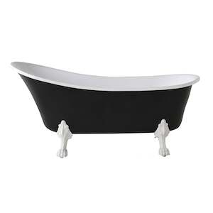Alto Black Bath 1700mm with White Feet Package