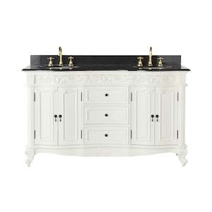 Bathroom Vanities: Rosette Granite Top Double Vanity White 1550mm