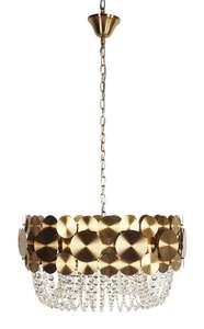 Chandeliers: Ambrosia Satin Brass 6 Light Crystal Glass Chandelier