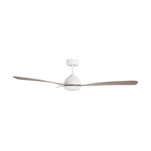 Ceiling Fans: Moreton Indoor/Outdoor DC Fan with Remote - White & Hickory Finish 132cm