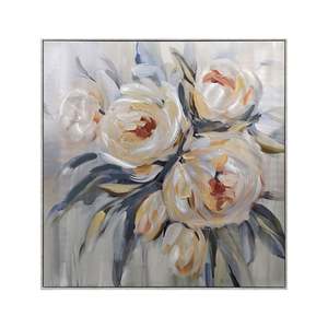 Shades: Metallic English Roses Framed Textured Print 100x100cm