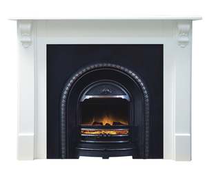 Fire Heating: Belford White Mantel with Regent Electric Insert Package