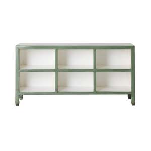 Bookcases Shelving: Sansha Low Pigeon Hole Bookcase Sage Green and White