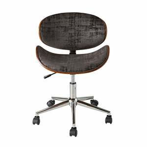 Jetson Desk Chair Timber Veneer Back Brushed Basalt Velvet