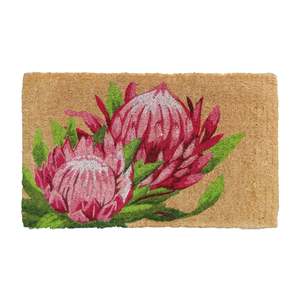 Door Mats: Raspberry Protea Coir Doormat 75x45cm