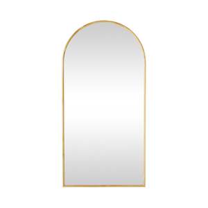 Floor Mirrors: Natural Wooden Arched Floor Mirror