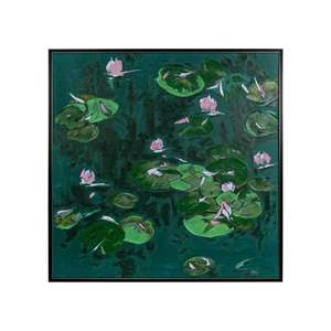 Lily's Pond Framed Textured Print 120x120cm